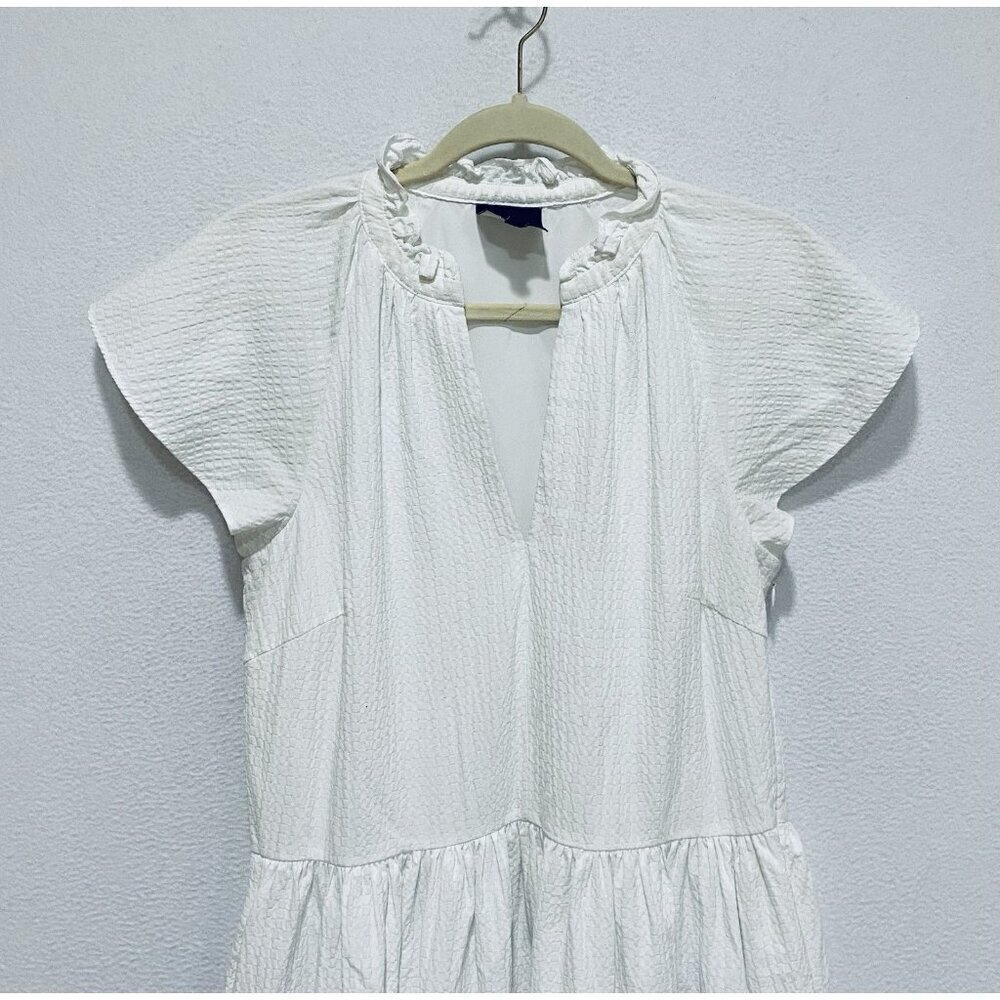 Alex Marie Dress Womens 8 White Vanya Textured Ruffle Hem Flirty Cottagecore - Picture 4 of 8